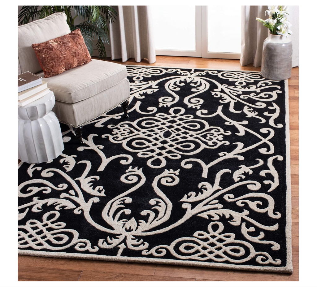 *BRAND NEW Safavieh Soho Collection 'Design: SOH120A' Black/Ivory 100% Wool Area Rug- 8'3ft x 11'ft (*retail $900)
