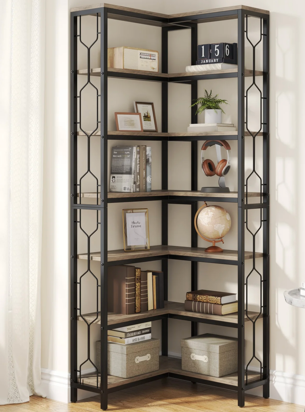 *BRAND NEW IN BOX--   Tribesigns 7-Tier Corner Etagere Shelving (*retail $199)