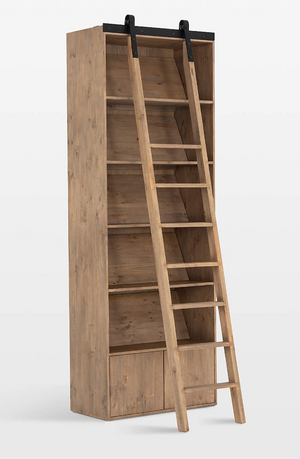 Crate & Barrel Natasha Solid Pine Wood Bookcase with Ladder Set (*retail $3,999)