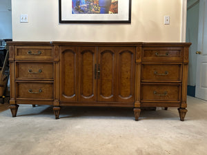 Vintage Burled Wood Sideboard Credenza