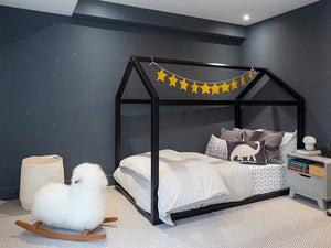 *BRAND NEW Wayfair Black Eivor Twin Canopy Bed by Isabelle & Max + Mattress + Linen (*Retail value $859)