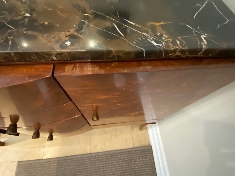 "Councill" Marble top cabinet with Walnut base- from ELTE