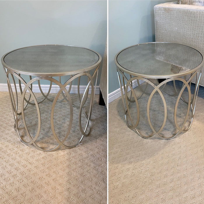 ELTE Pair of Mirrored Silver Side Tables