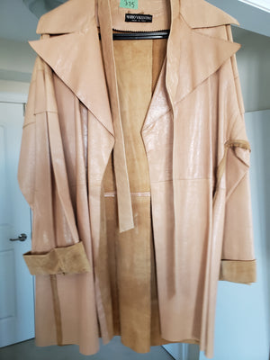 Mario Valentino Leather Trench Brown