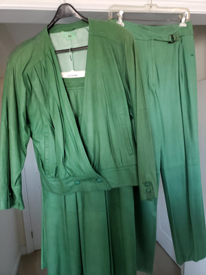 Brado - Green Leather (Jacket, Skirt, Trouser set)
