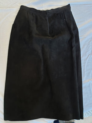 Mario Valentino Black Suede Leather Skirt