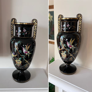 Pair of Black Porcelain Oriental Style Vases
