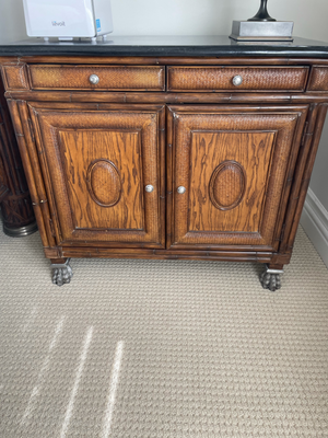 Thomasville "Ernest Hemingway Collection" Kilimanjaro King Bed + 2 Nightstands