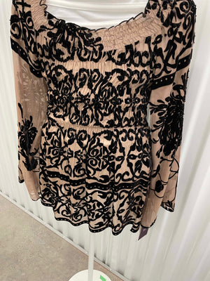 Hale Bob Black/Beige Top, XS