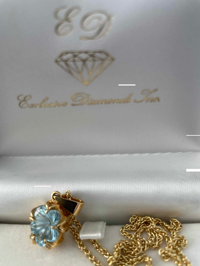 Topaz flower set in 18k gold with 14k Gold necklace