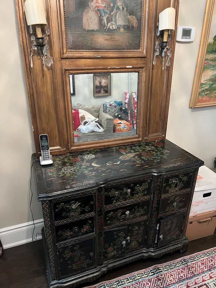 Antique Black Painted Inlay Cabinet