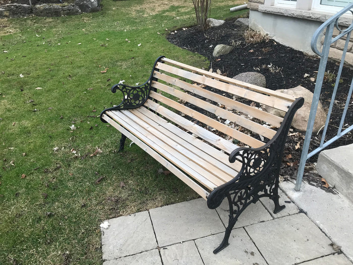 Outdoor Cast Iron & Wood Garden Bench (*recently refinished)