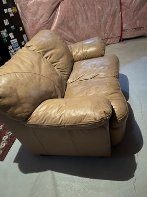 Beige Bonded Leather Love Seat