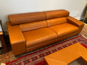 2 'Polaris' Italian Leather Sofas + Leather Coffee Table