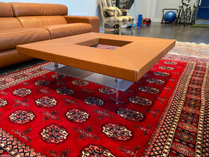 2 'Polaris' Italian Leather Sofas + Leather Coffee Table