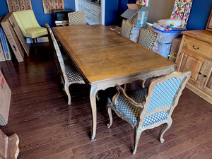 "Interior Crafts Chicago" Carved Solid Wood Dining Table + 6 Chairs