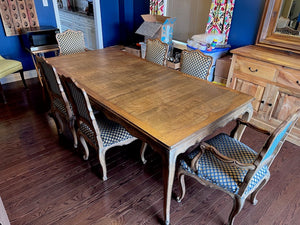 "Interior Crafts Chicago" Carved Solid Wood Dining Table + 6 Chairs