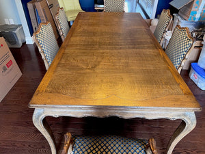 "Interior Crafts Chicago" Carved Solid Wood Dining Table + 6 Chairs