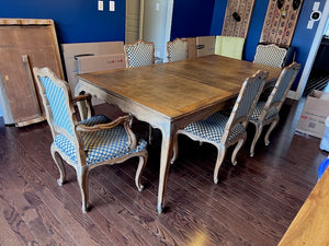"Interior Crafts Chicago" Carved Solid Wood Dining Table + 6 Chairs