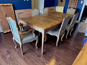 "Interior Crafts Chicago" Carved Solid Wood Dining Table + 6 Chairs
