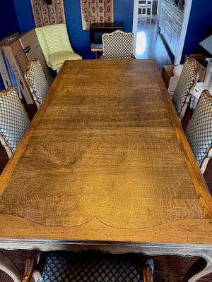 "Interior Crafts Chicago" Carved Solid Wood Dining Table + 6 Chairs