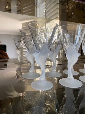 12 Sasaki Crystal "Wings" Wine Glasses