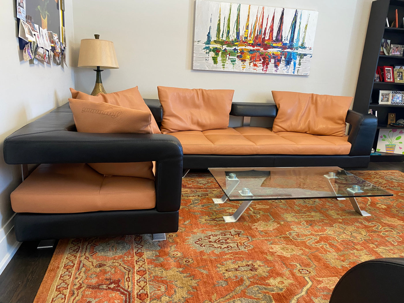 Leather sectional discount low profile