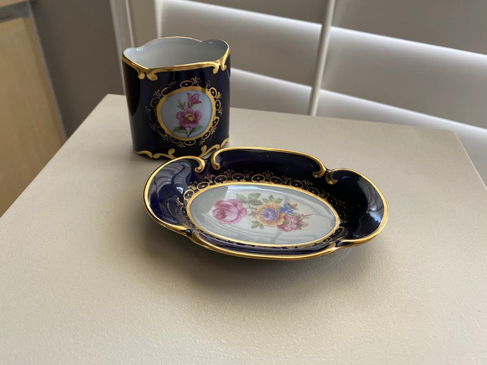 JLmenau echt kobalt Cigarette Holder & Ashtray Lot