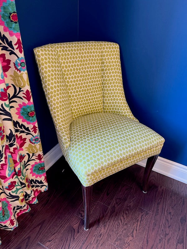 Pair of Yellow & White Modern Accent Chairs