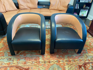 2 Formenti Italian Wave Leather Armchairs