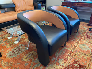 2 Formenti Italian Wave Leather Armchairs
