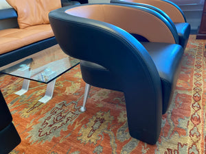 2 Formenti Italian Wave Leather Armchairs