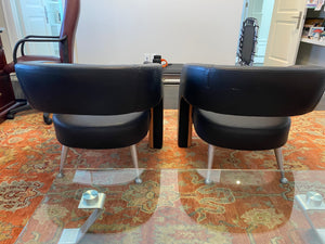 2 Formenti Italian Wave Leather Armchairs