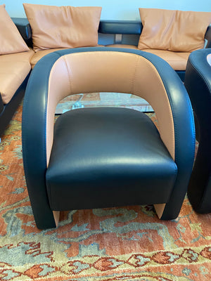 2 Formenti Italian Wave Leather Armchairs
