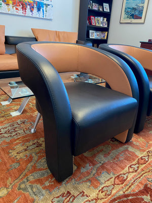 2 Formenti Italian Wave Leather Armchairs
