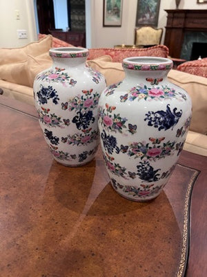 Pair of Decorative Floral Vases- 10"