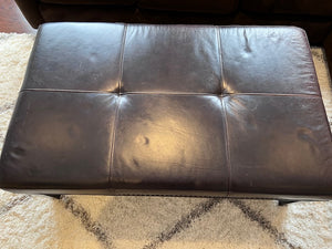 Brown Leather Ottoman-Coffee Table