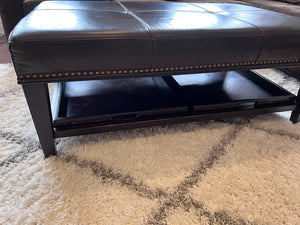 Brown Leather Ottoman-Coffee Table