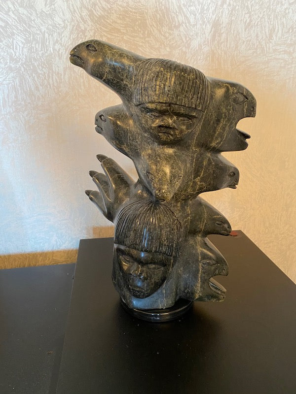 Soapstone Sculpture # 2 - Birds & Faces