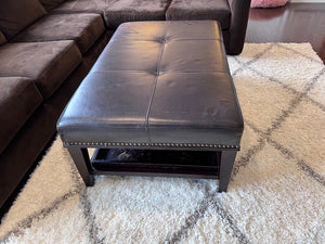 Brown Leather Ottoman-Coffee Table