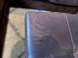 Brown Leather Ottoman-Coffee Table