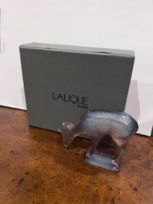 Lalique France Crystal Deer, Tinted Blue (with Original Box)
