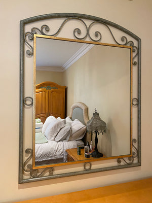 Green & Gold Metal Mirror