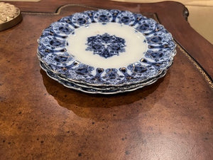 3 Flow Blue J & G Meakin Plates- 10"