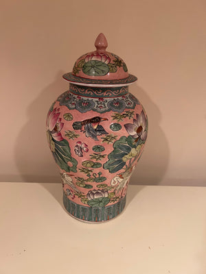 Oriental Style Urn with Lid- 20"