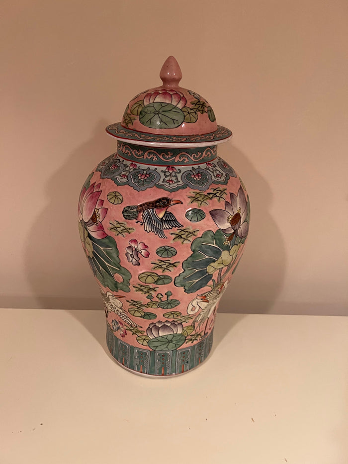 Oriental Style Urn with Lid- 20"