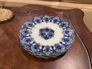 3 Flow Blue J & G Meakin Plates- 10"