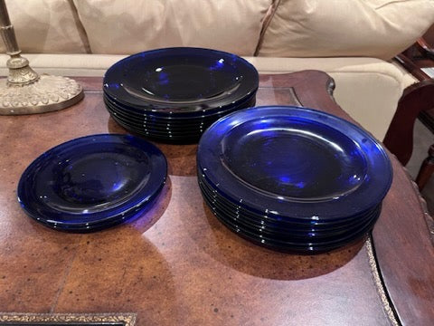 Cobalt Blue Glass Plate Lot