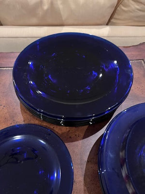 Cobalt Blue Glass Plate Lot