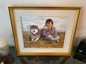 Original Painting/Drawing- "Boy with Husky-Dog " by Anna Noeh